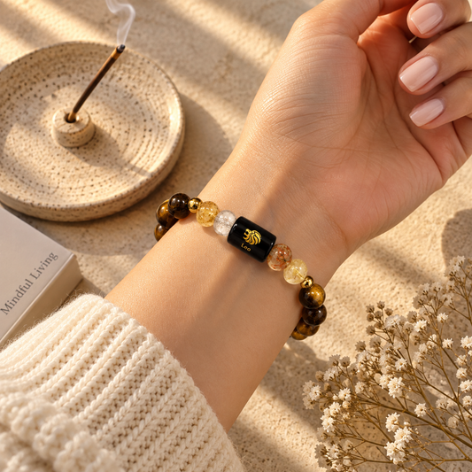 Leo Zodiac Crystal Bracelet – Tiger’s Eye, Citrine & Carnelian