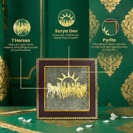 7 Horse Pyrite Frame – Wealth, Success & Career Growth Vastu Frame