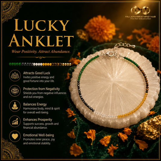 Lucky anklet with decorative elements on a dark background