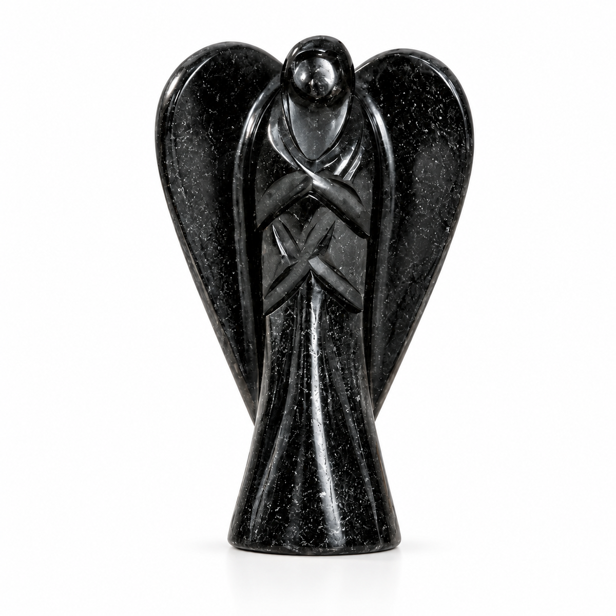 Black Obsidian Angel Crystal – Protection, Grounding & Negative Energy Shield | Natural Healing Crystal Statue