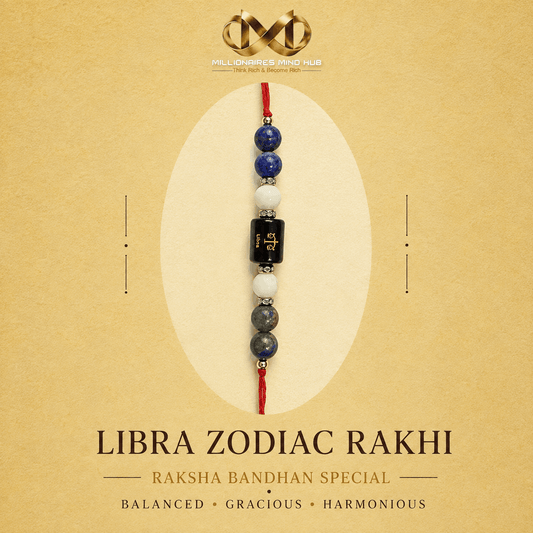 Libra Zodiac Rakhi with Lapis Lazuli, Sodalite and White Howlite Beads