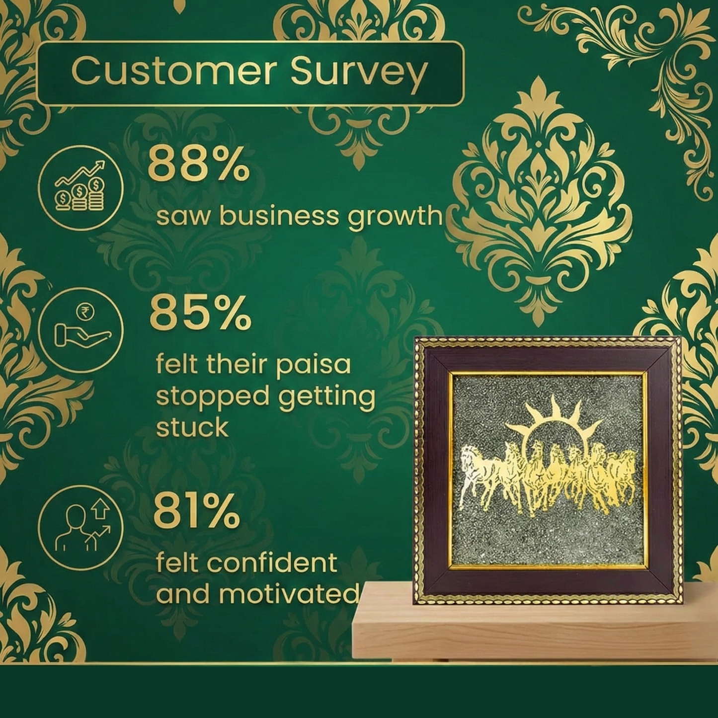 7 Horse Pyrite Frame – Wealth, Success & Career Growth Vastu Frame