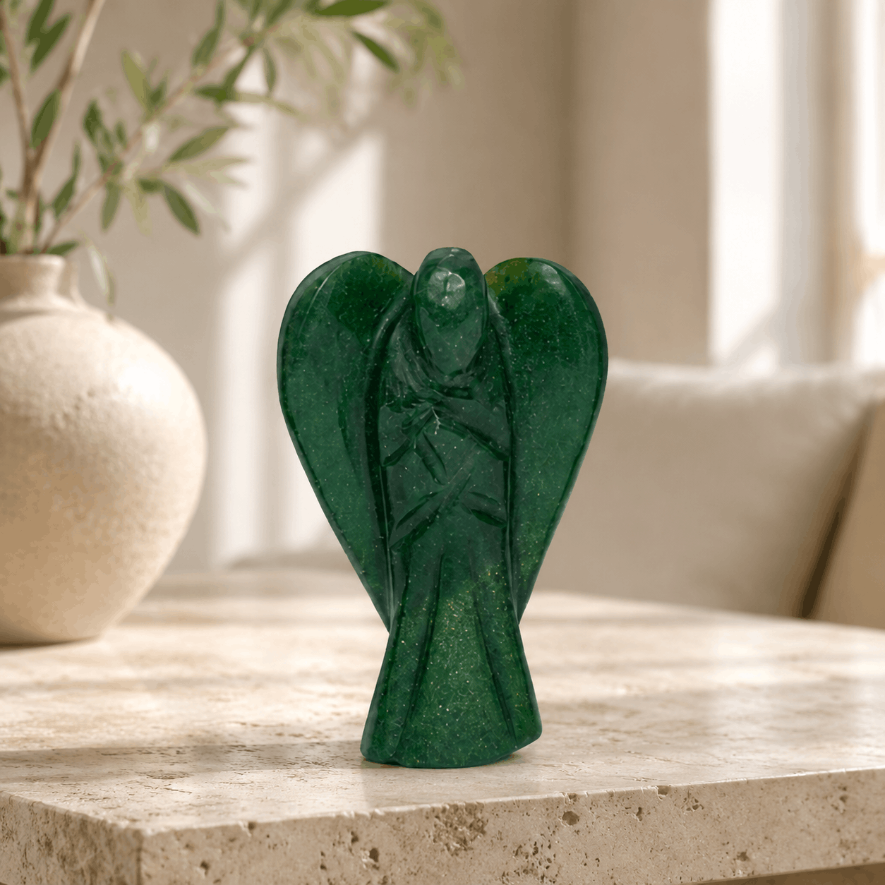 Green Aventurine Crystal Angel – Luck, Prosperity, Wealth & Heart Chakra Healing | Natural Gemstone Angel