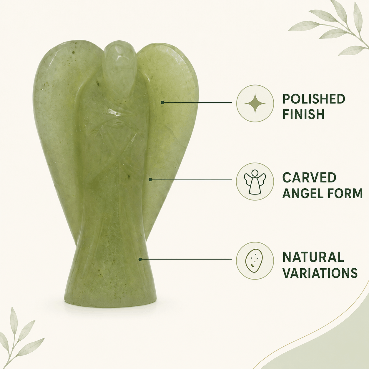 Green Aventurine Crystal Angel – Luck, Wealth, Prosperity & Heart Healing Energy | Hand-Carved Gemstone Angel