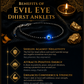 Advertisement for Evil Eye Dhirst Anklets with benefits listed on a dark background.