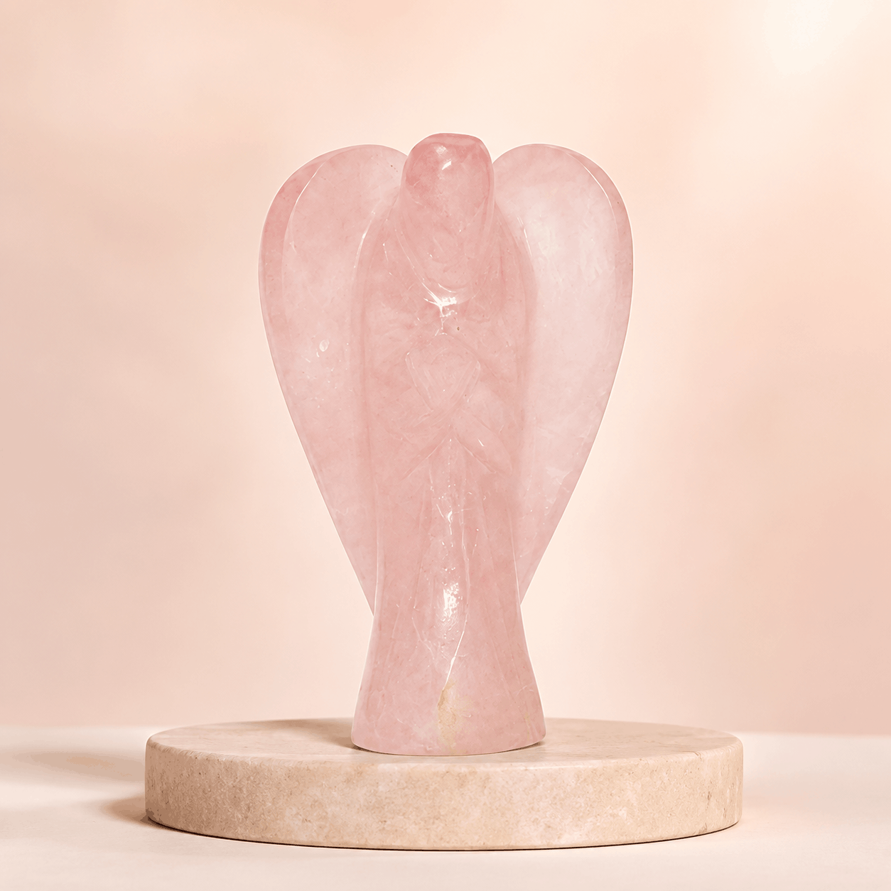 Natural Rose Quartz Angel Crystal – Love, Healing & Emotional Balance Guardian Statue
