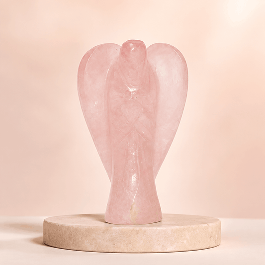 Natural Rose Quartz Angel Crystal – Love, Healing & Emotional Balance Guardian Statue