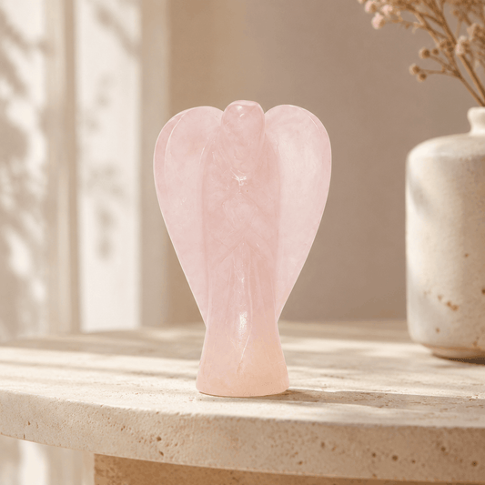 Natural Rose Quartz Angel Crystal – Love, Healing & Emotional Balance Guardian Statue