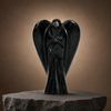 Black Obsidian Angel Crystal – Protection, Grounding & Negative Energy Shield | Natural Healing Crystal Statue