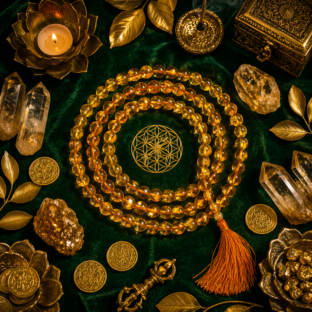 Citrine Positive Energy Mala – Wealth, Abundance & Positive Energy Spiritual Mala