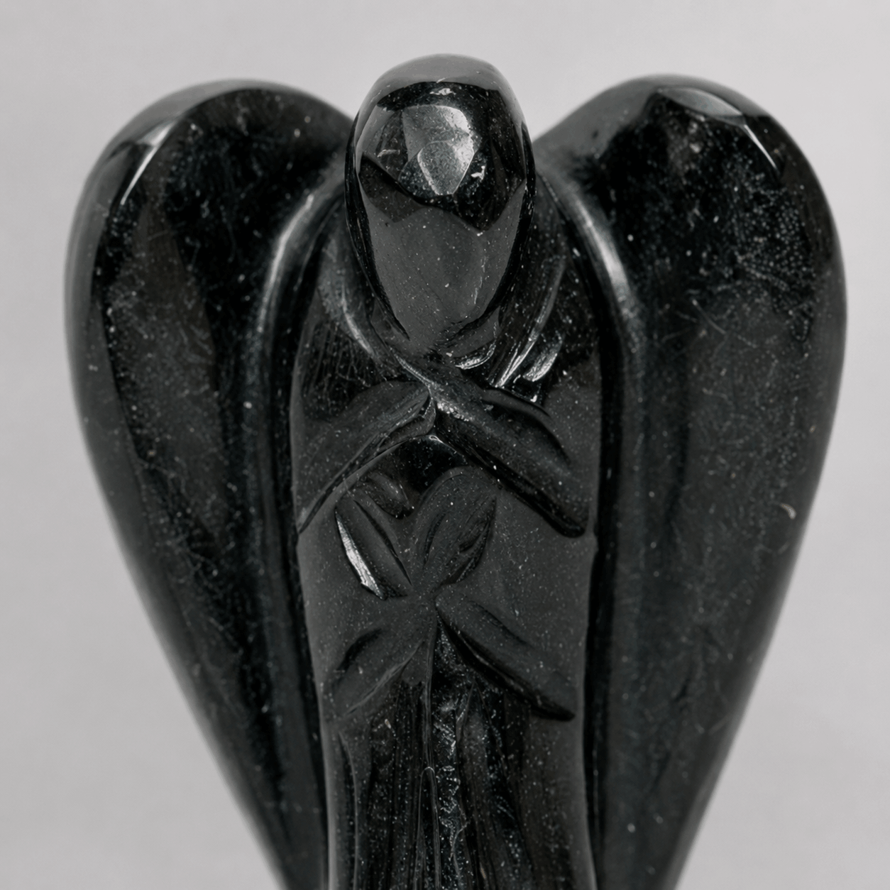 Black Obsidian Angel Crystal – Protection, Grounding & Negative Energy Shield | Natural Healing Crystal Statue