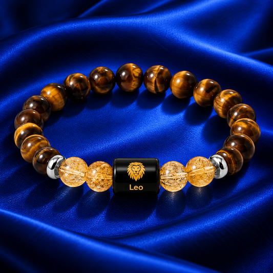 Leo Zodiac Crystal Bracelet – Tiger’s Eye, Citrine & Carnelian