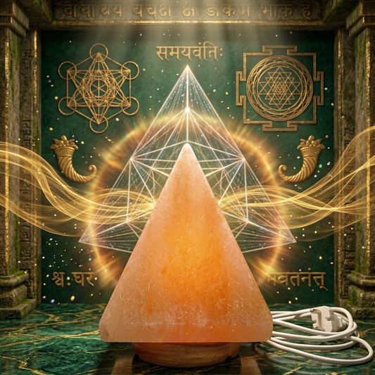 Decorative lamp with geometric designs on a mystical background