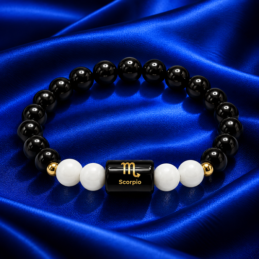 Scorpio Crystal Bracelet – Protection, Strength &amp; Inner Peace 🖤🤍✨
