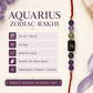 Aquarius Zodiac Rakhi with Amethyst, Kiwi Jasper and Sodalite Beads