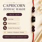 Capricorn Zodiac Rakhi with Garnet and Rose Quartz Beads
