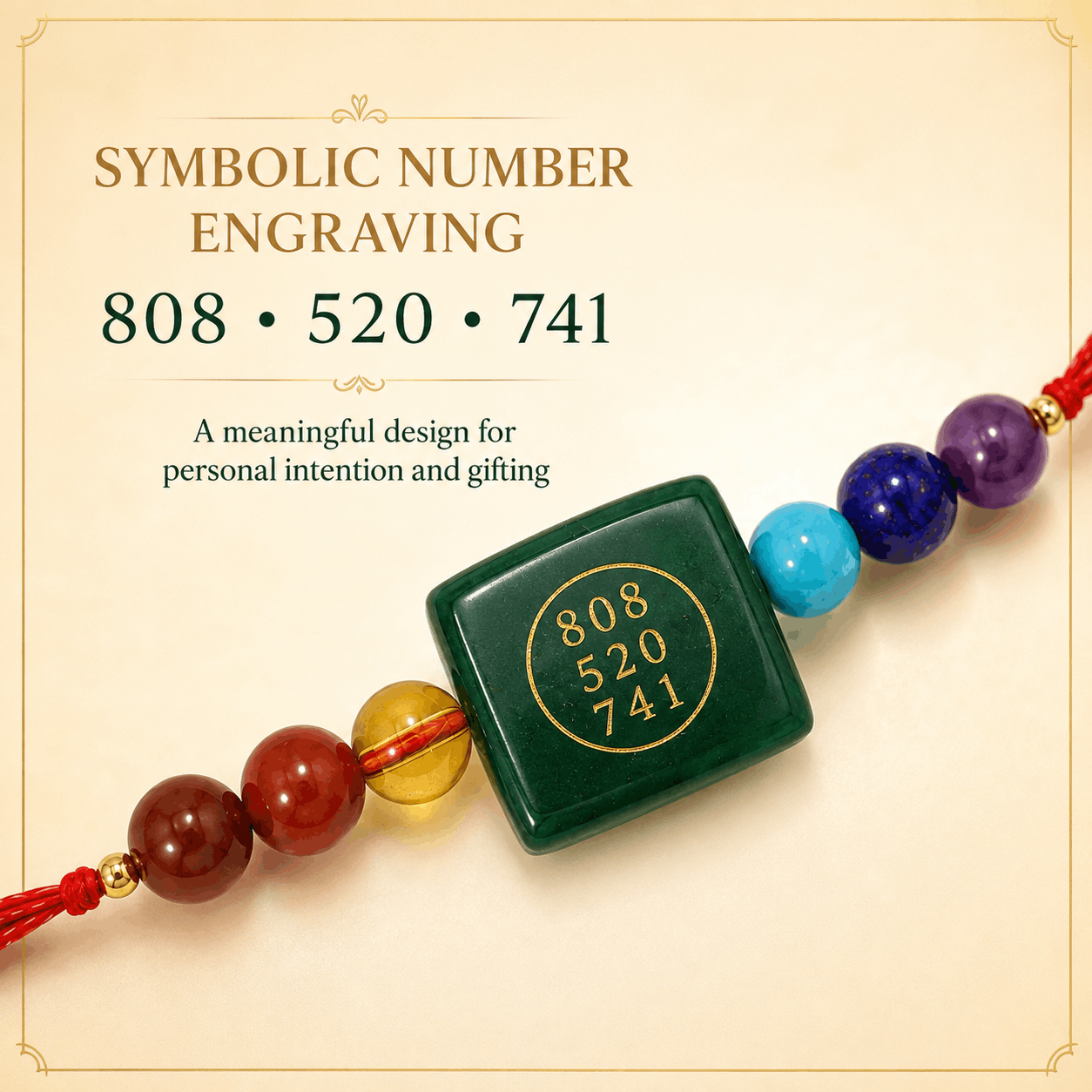 🌈 Seven-Colour Prosperity Symbol Rakhi – 808 • 520 • 741 ✨🧿