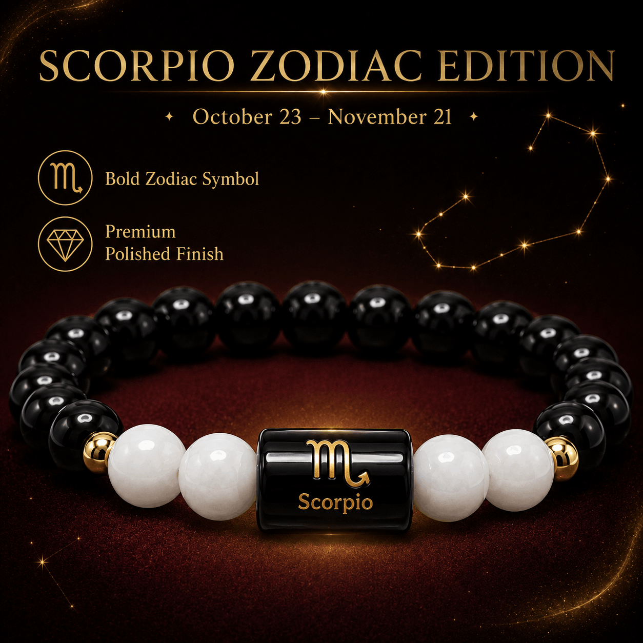 Scorpio Crystal Bracelet – Protection, Strength &amp; Inner Peace 🖤🤍✨