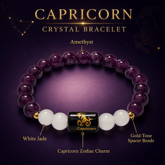 Capricorn Crystal Bracelet – Focus, Discipline & Inner Peace 💜