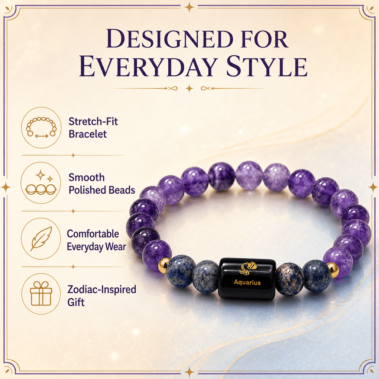 Aquarius Crystal Bracelet – Creativity, Clarity &amp; Intuition 💜