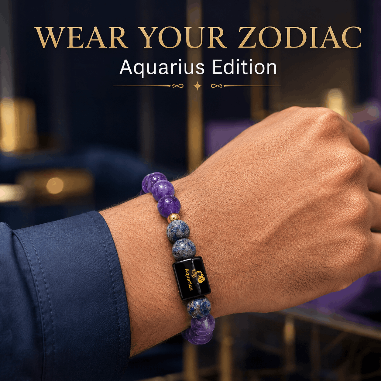 Aquarius Crystal Bracelet – Creativity, Clarity &amp; Intuition 💜