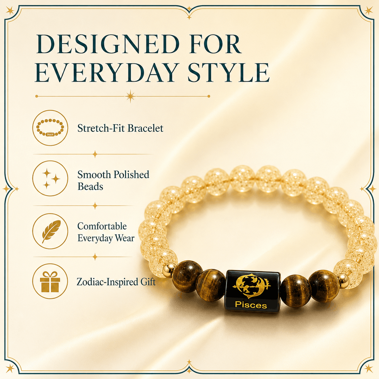 Pisces Crystal Bracelet – Positivity, Confidence & Abundance 💛