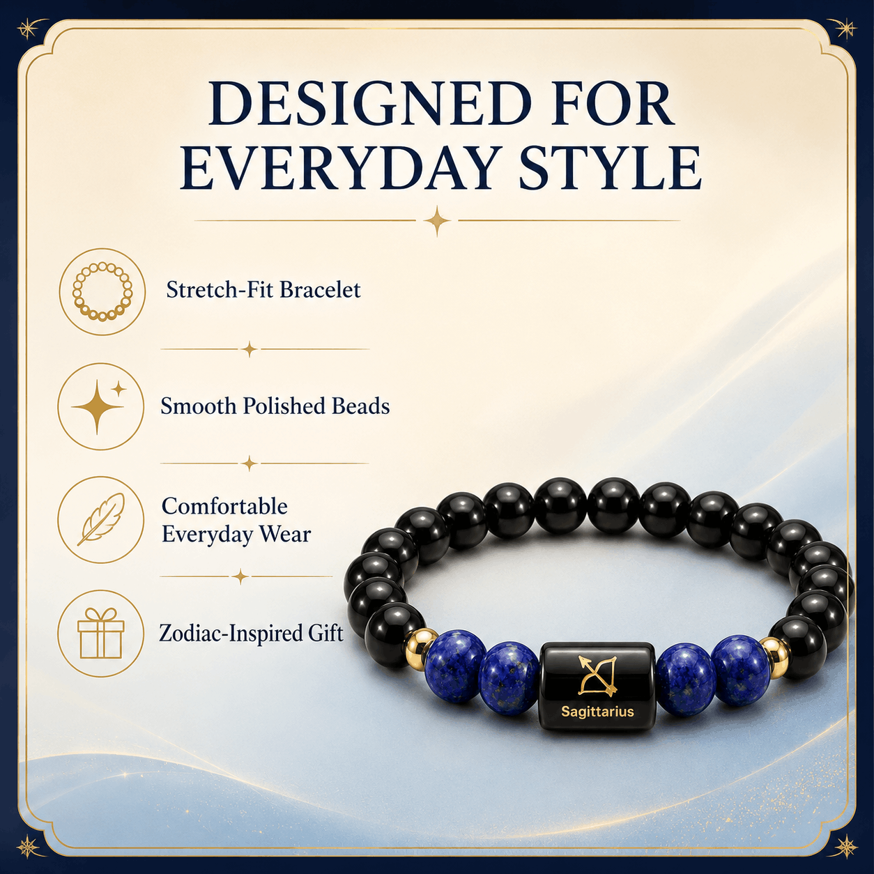 Sagittarius Crystal Bracelet – Protection, Wisdom &amp; Confidence 🖤💙