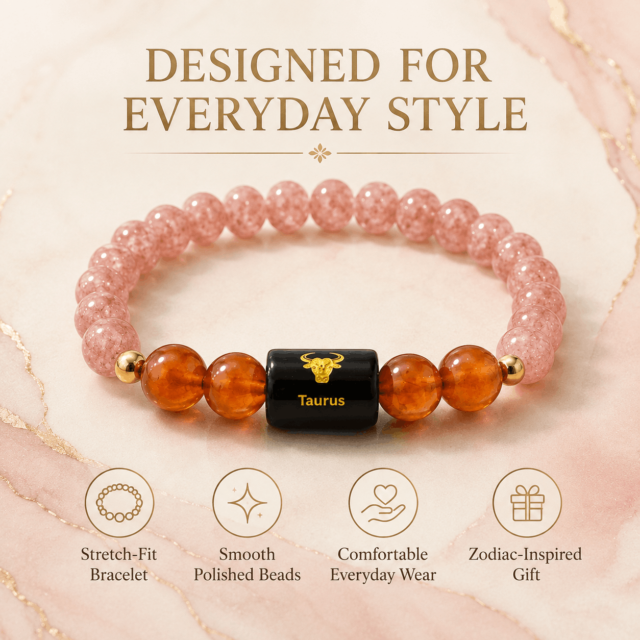Taurus Crystal Bracelet – Love, Confidence & Positive Energy 🧡✨