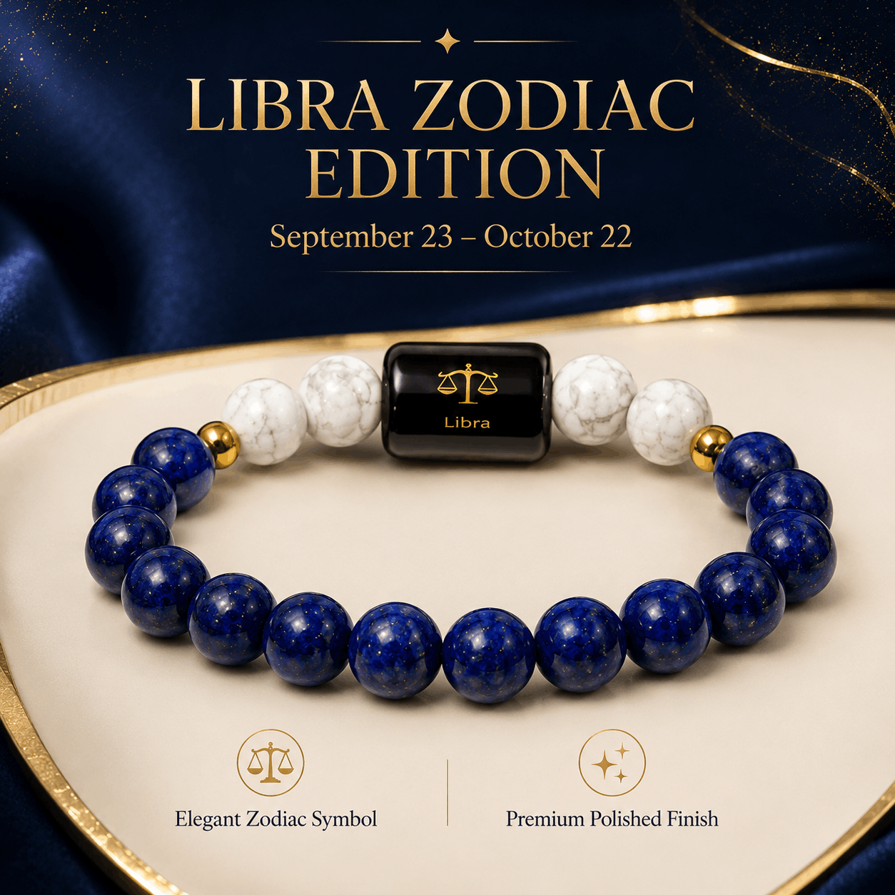 ♎ Libra Crystal Bracelet – Balance, Wisdom & Positive Energy 💙✨
