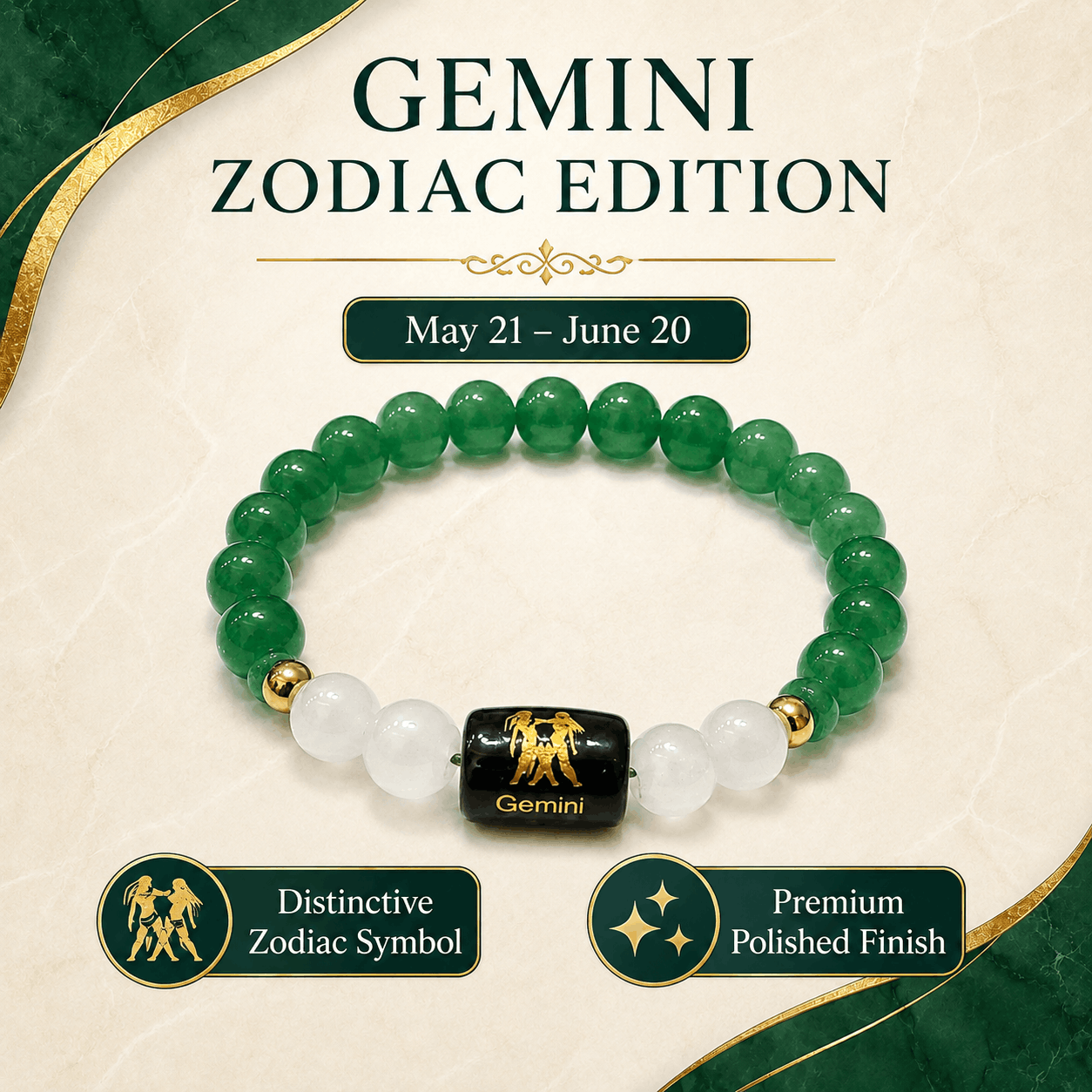 Gemini Crystal Bracelet Communication, Luck &amp; Positive Energy 💚
