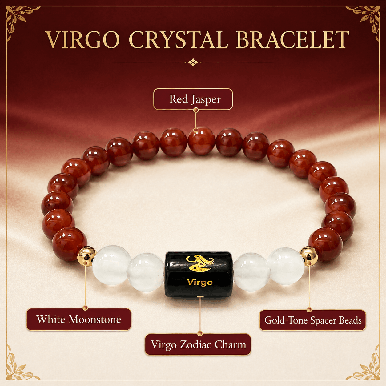 Virgo Crystal Bracelet – Grounding, Focus & Positive Energy ❤️✨