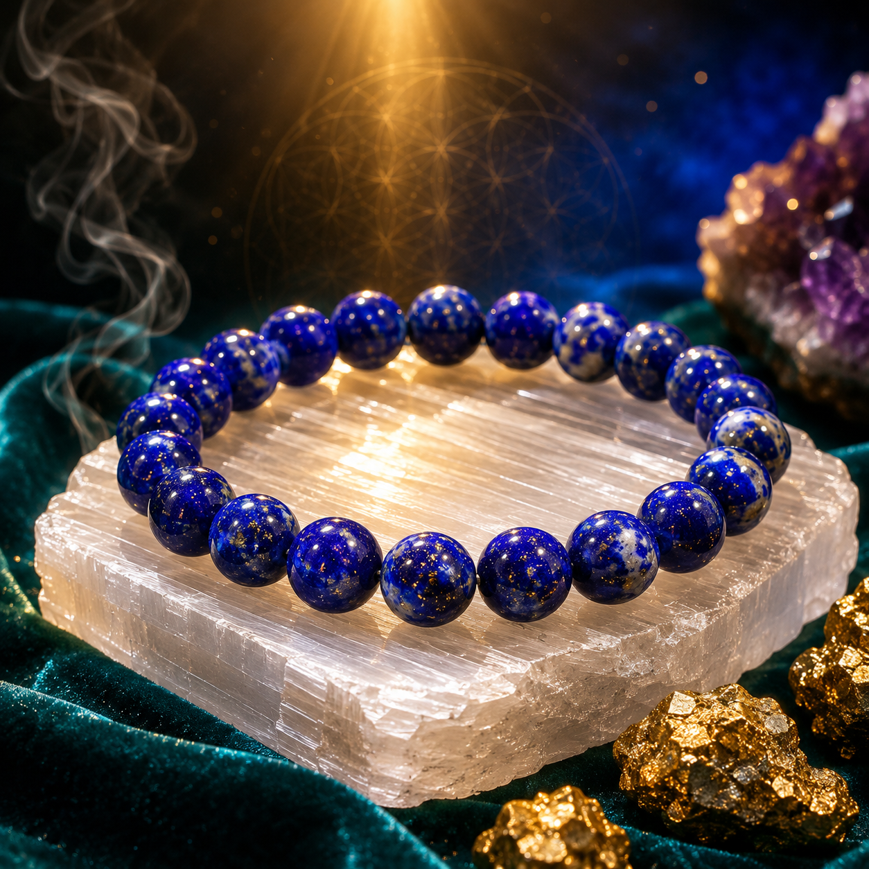 Power Bracelet | Natural Lapis Lazuli Crystal Bracelet for  Positive Energy | 8MM Beads
