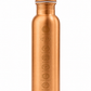 Copper water bottle with engraved symbols on a white background
