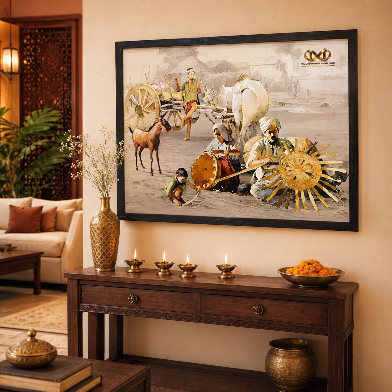 Money Vastu Painting -2  for Home & Office | White 19.5 x 26 Inches | West-South-West