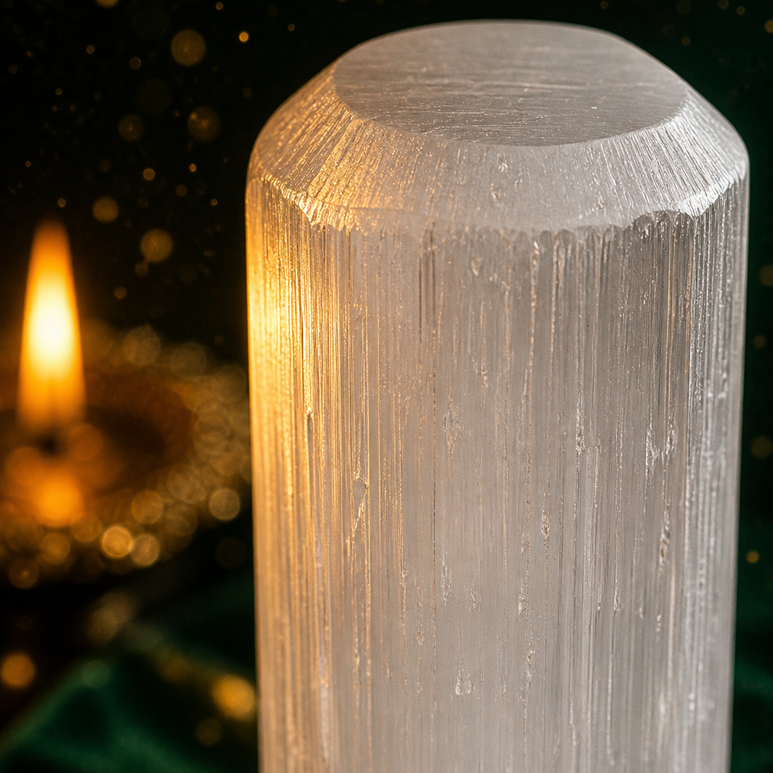 Selenite Crystal Tower | Self-Cleansing Energy Purifier — Clarity, Wealth & Space Healing