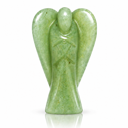 Green Aventurine Crystal Angel – Luck, Wealth, Prosperity & Heart Healing Energy | Hand-Carved Gemstone Angel