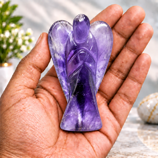 Amethyst Crystal Angel – Healing, Protection & Spiritual Growth Gemstone Statue 💜