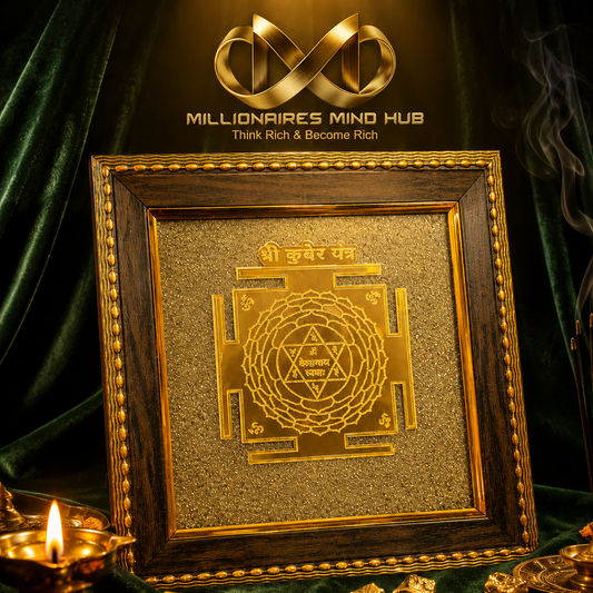 Decorative frame with a gold emblem on a dark background, featuring 'Millionaires Mind Hub' logo.