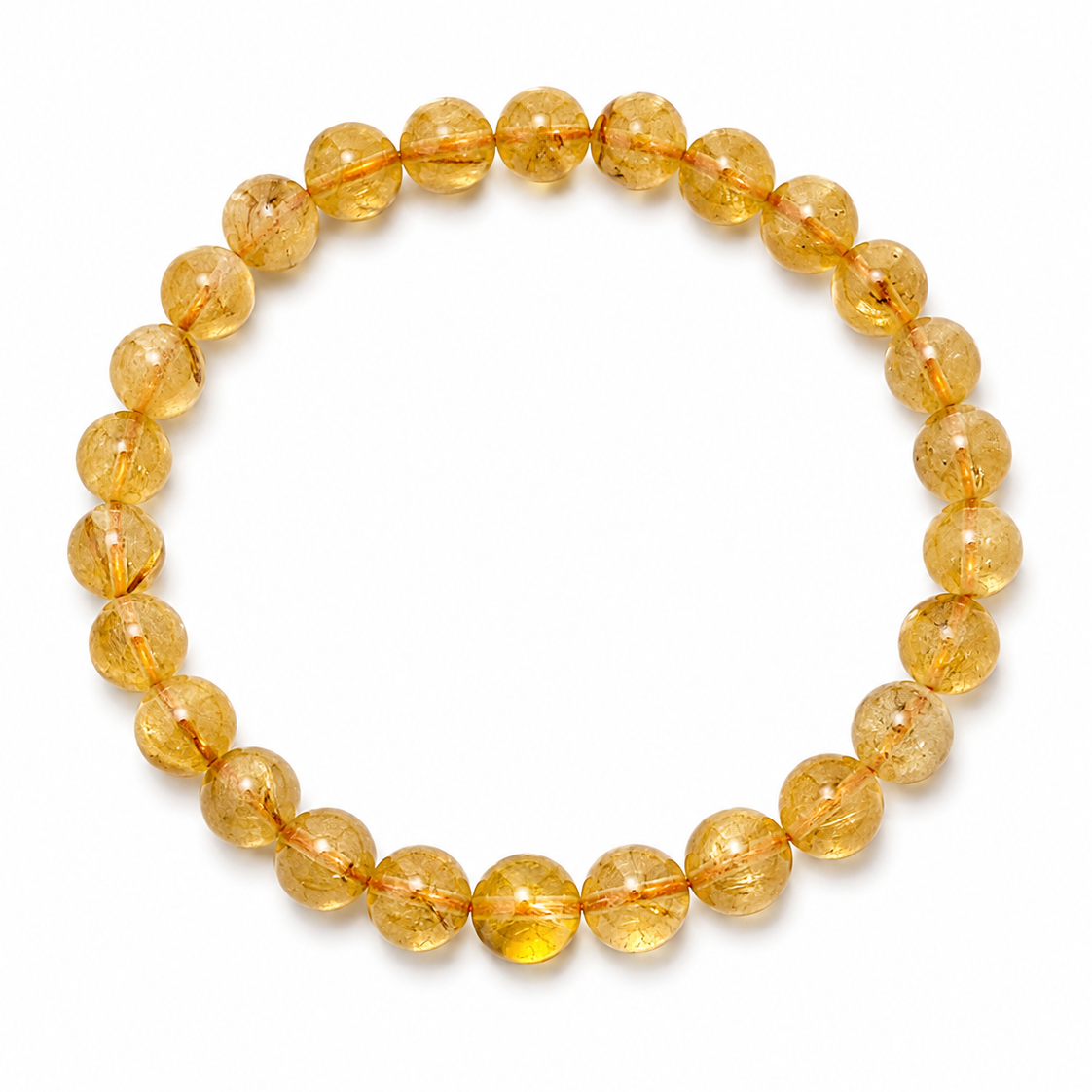 Yellow beaded bracelet on a white background
