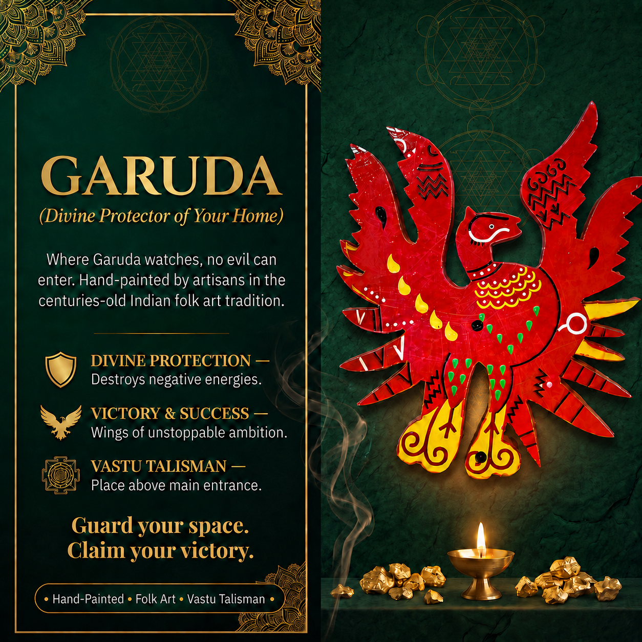 Garuda Vastu Wall Hanging | Divine Protector for Home, Success & Positive Energy