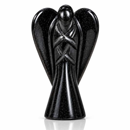 Black Obsidian Angel Crystal – Protection, Grounding & Negative Energy Shield | Natural Healing Crystal Statue