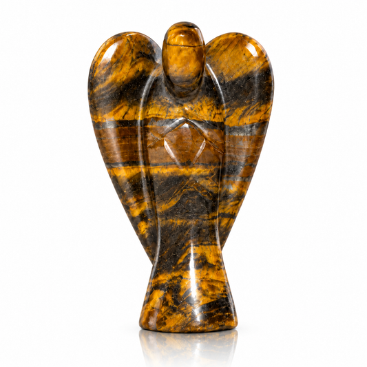 Tiger Eye Crystal Angel – Protection, Confidence, Success & Courage | Natural Hand-Carved Gemstone Angel