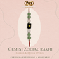 Gemini Zodiac Rakhi with Green Aventurine and Rose Quartz Beads