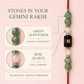 Gemini Zodiac Rakhi with Green Aventurine and Rose Quartz Beads