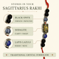 Sagittarius Zodiac Rakhi with Black Onyx, Sodalite and Lapis Lazuli Beads