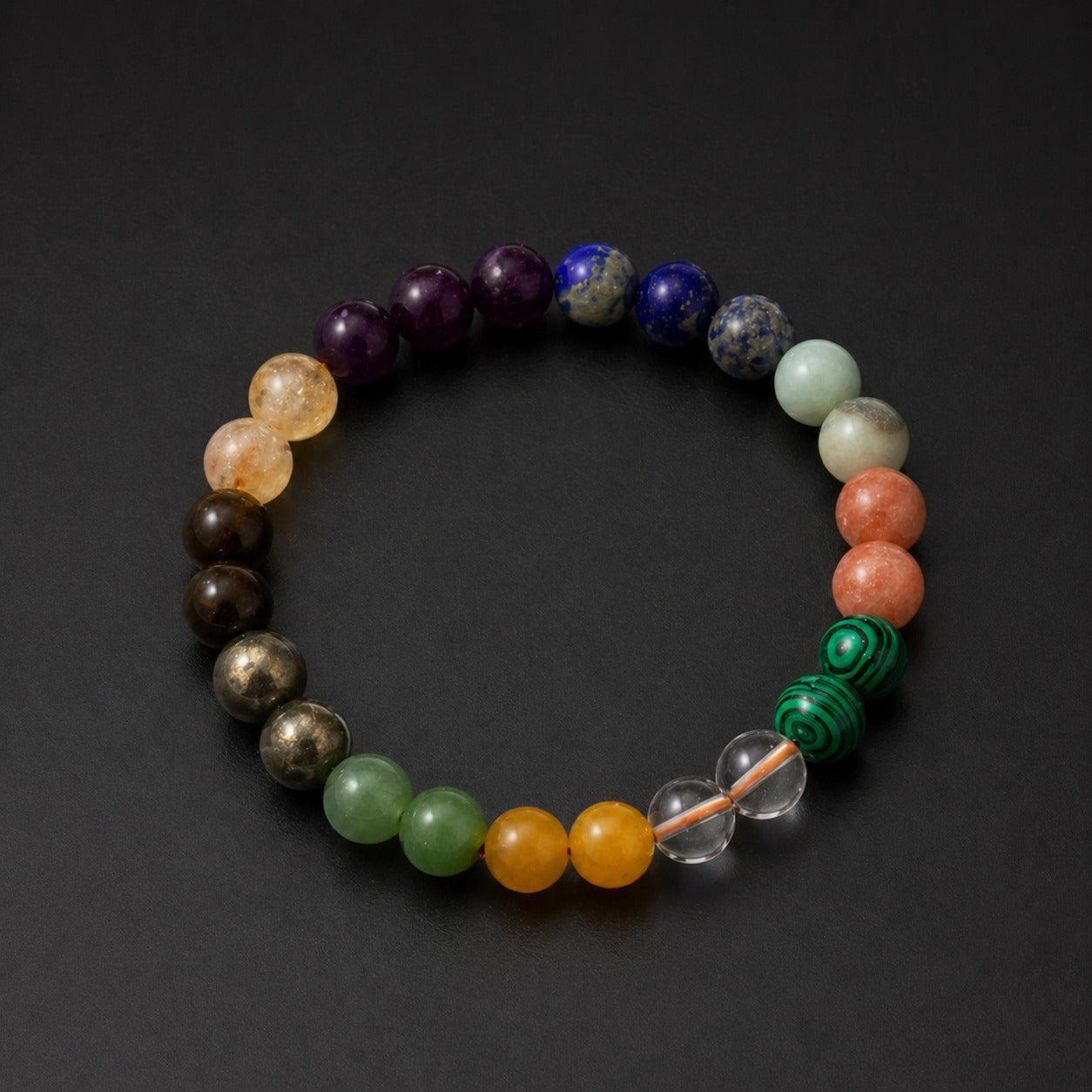 Multicolored beaded bracelet on a dark background