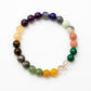 Multicolored beaded bracelet on a white background