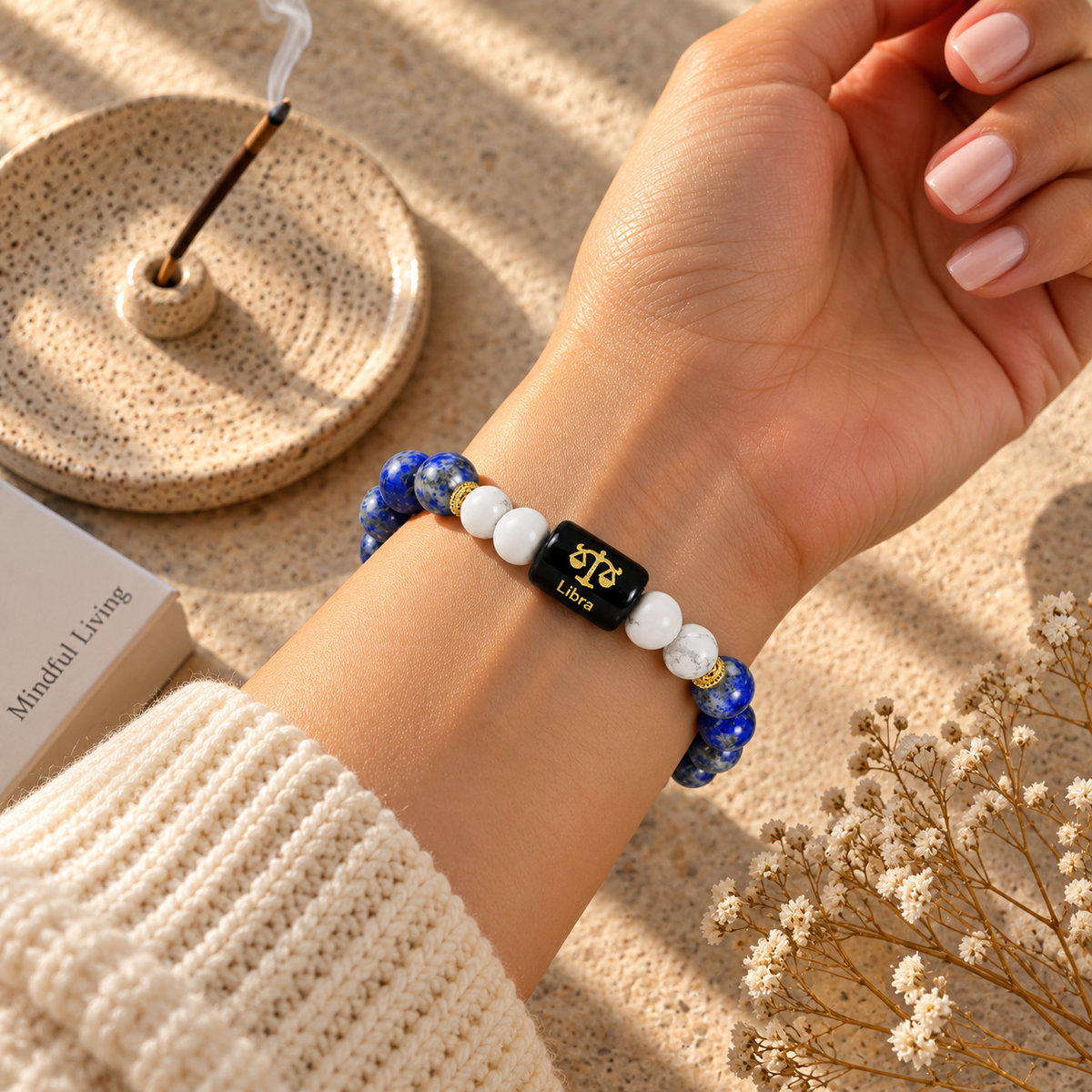♎ Libra Crystal Bracelet – Balance, Wisdom & Positive Energy 💙✨